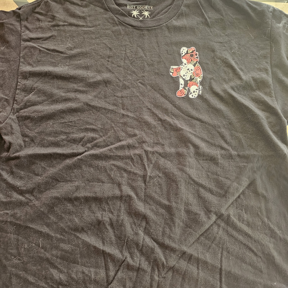 Riot Society Black Tee with Red and White Graphic